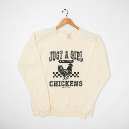 'Just A Girl Who Loves Chickens' Cream Crewneck