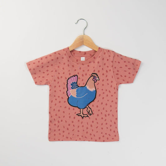 Kids Pink PolkaDot Retro Chicken Tee - American Farm Company