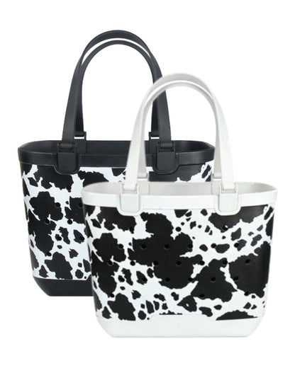 *PREORDER* Cow Print Rubber Tote Bag - Small