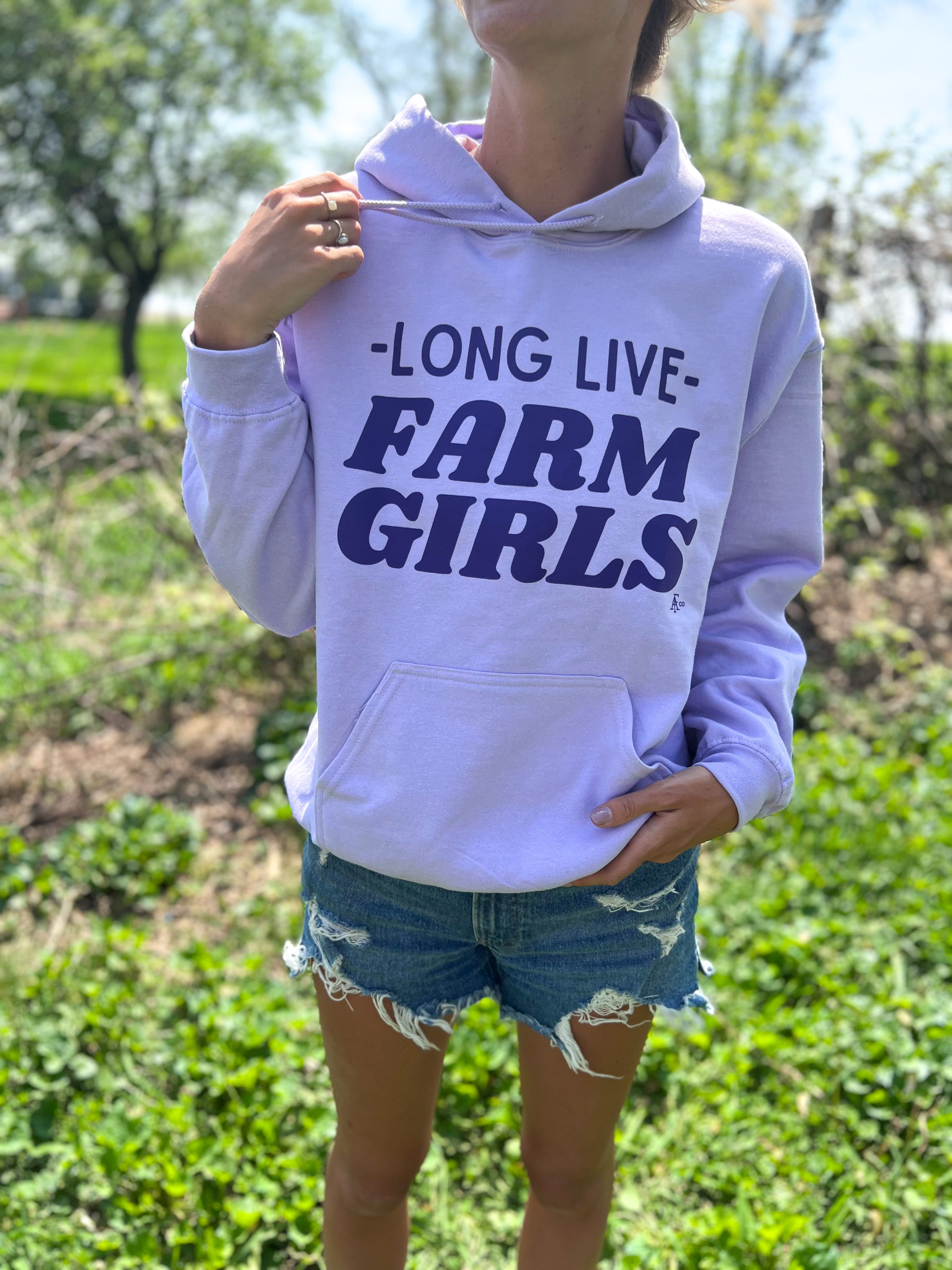 'Long Live Farm Girls' Orchid Hoodie