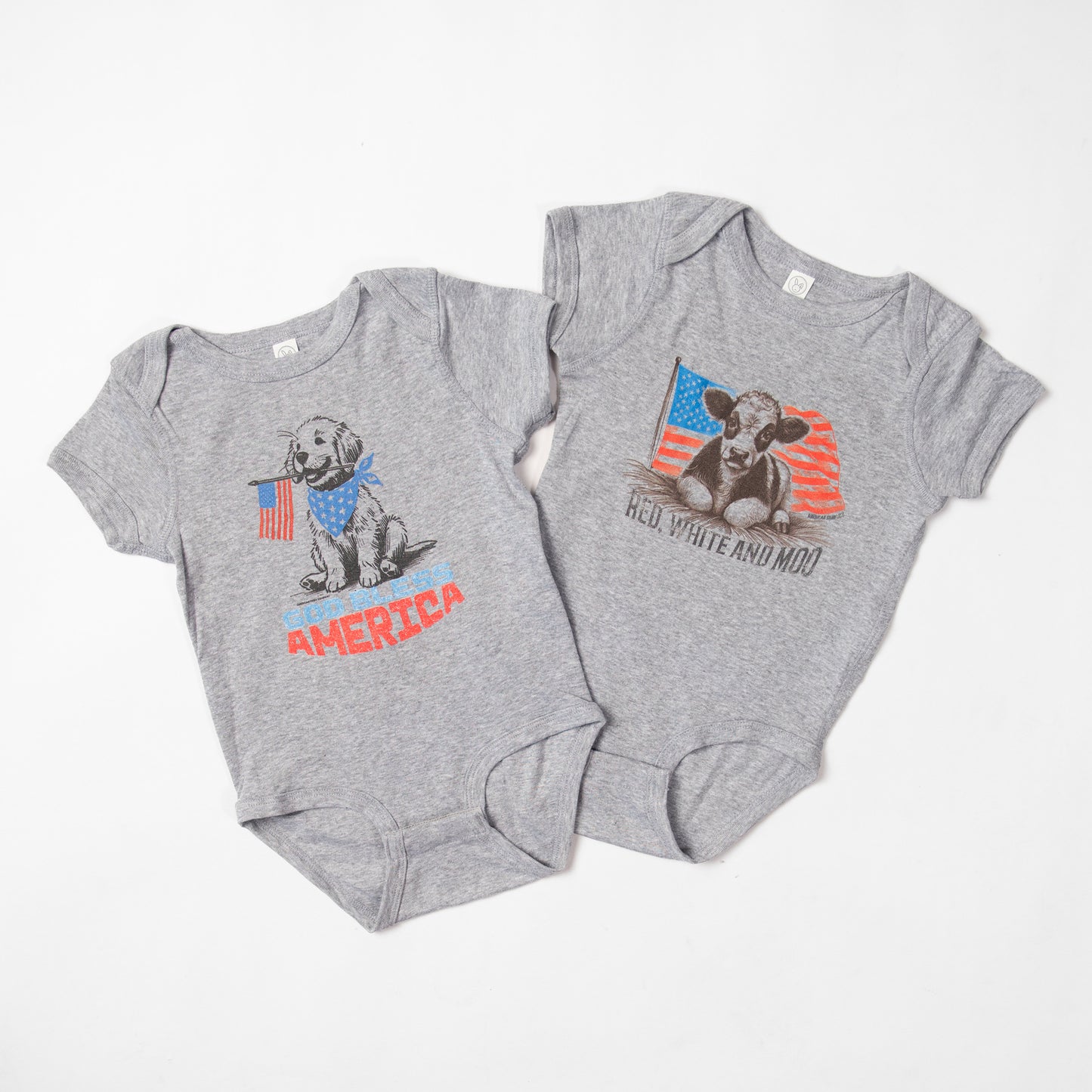 Patriotic Calf 'Red, White, & Moo' Baby Onesie