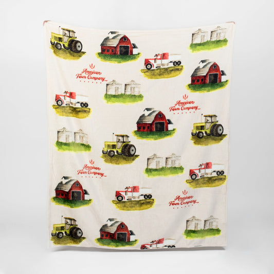 Watercolor Farm Plush Blanket - American Farm Company