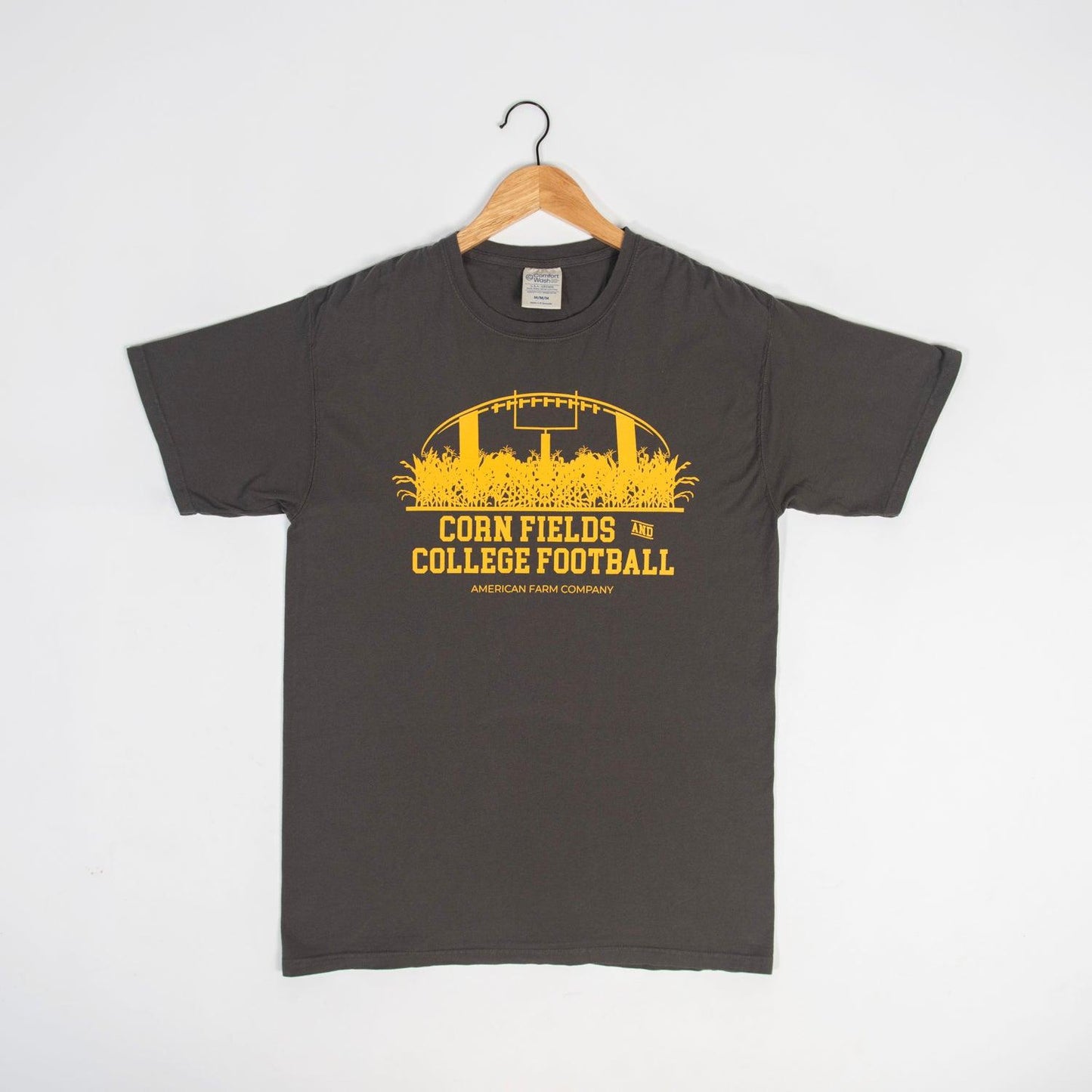 Cornfields And College Football Washed Black Tee - American Farm Company