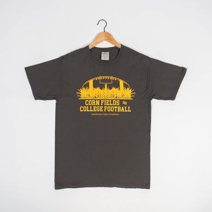 Cornfields And College Football Washed Black Tee - American Farm Company