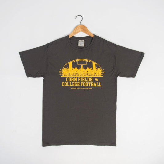 Cornfields And College Football Washed Black Tee - American Farm Company