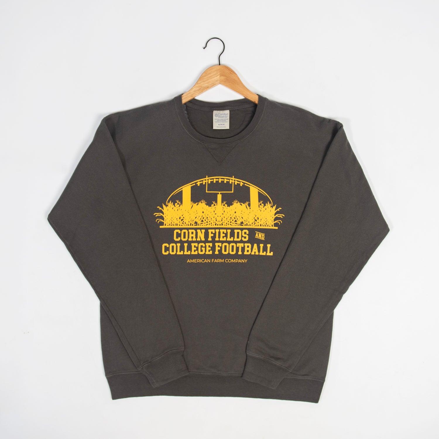 Cornfields and College Football Washed Black Crewneck - American Farm Company