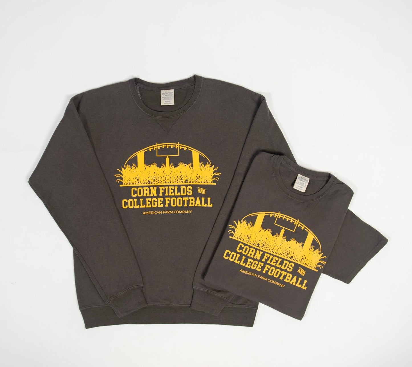 Cornfields and College Football Washed Black Crewneck - American Farm Company