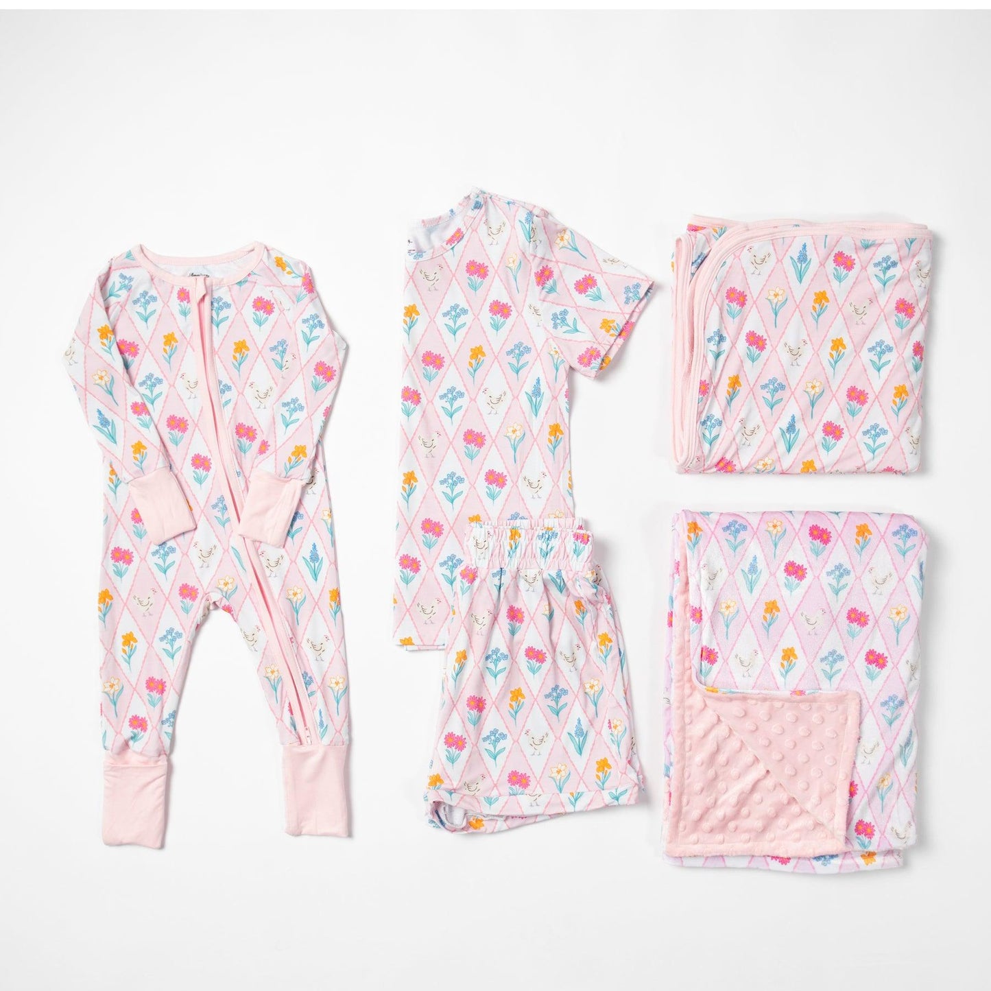 Diamond Floral Chicken Kids Bamboo Blanket