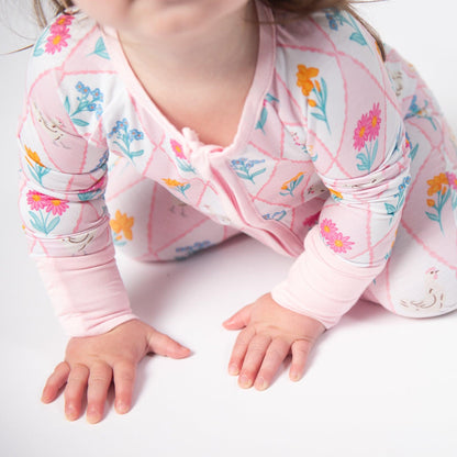 Diamond Floral Chicken Baby Bamboo Zippy
