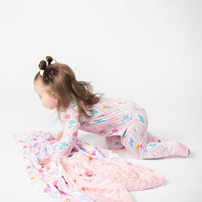 Diamond Floral Chicken Baby Bamboo Zippy