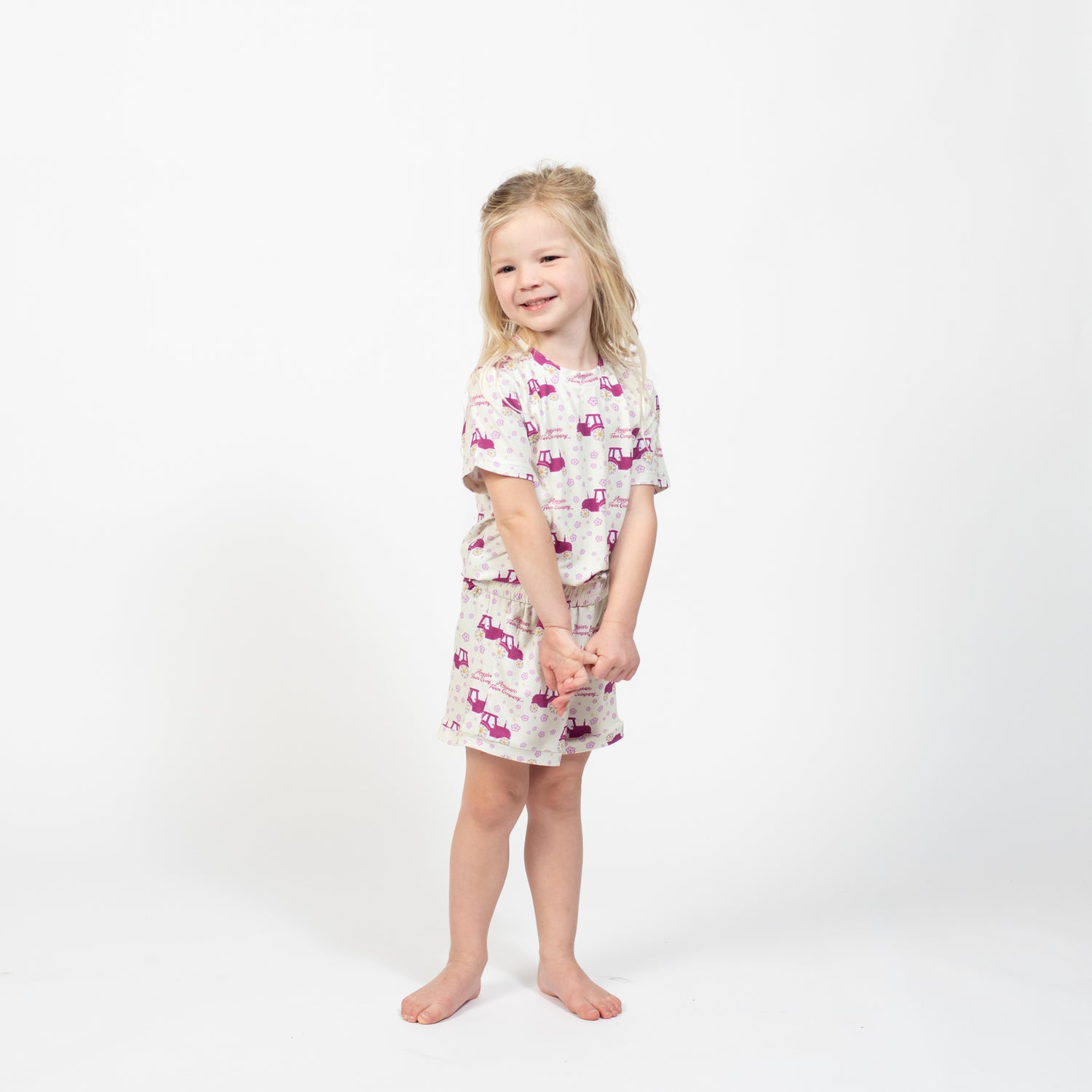 Floral Tractor Toddler/Youth Bamboo Pajama Set - American Farm Company