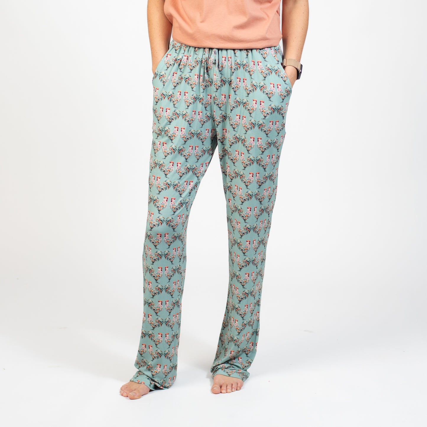 Floral Chicken Adult Bamboo Pajama Pants