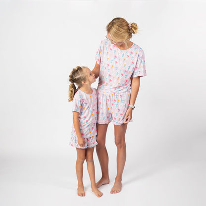 Diamond Floral Chicken Toddler/Youth Bamboo Pajama Set