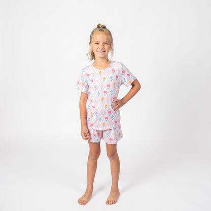 Diamond Floral Chicken Toddler/Youth Bamboo Pajama Set