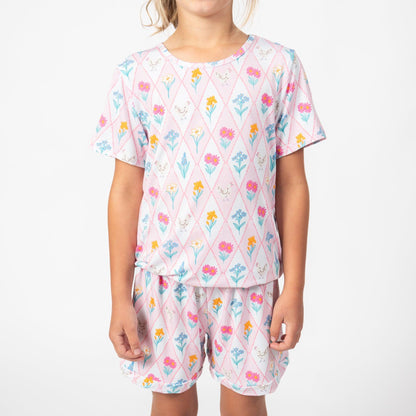 Diamond Floral Chicken Toddler/Youth Bamboo Pajama Set