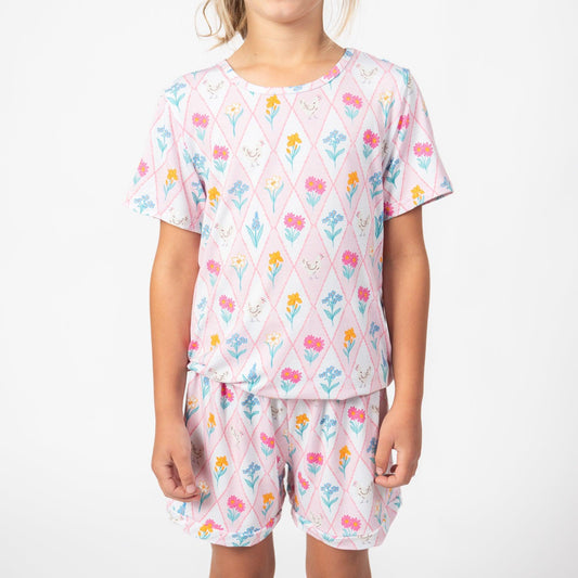 Diamond Floral Chicken Toddler/Youth Bamboo Pajama Set