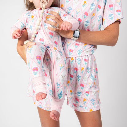 Diamond Floral Chicken Baby Bamboo Zippy