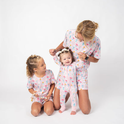 Diamond Floral Chicken Baby Bamboo Zippy