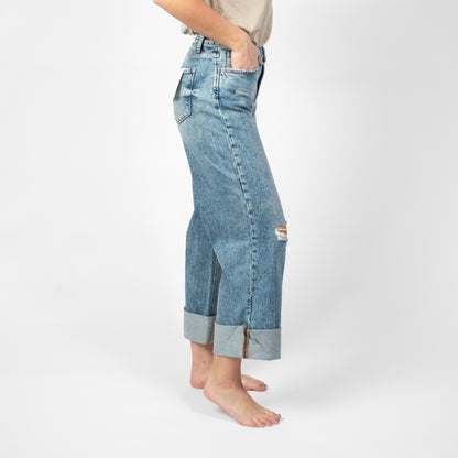 LOVERVET: Super High Baggy Wide w/ Cuff Jeans