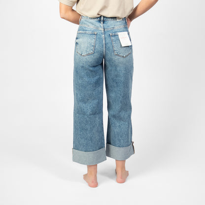 LOVERVET: Super High Baggy Wide w/ Cuff Jeans