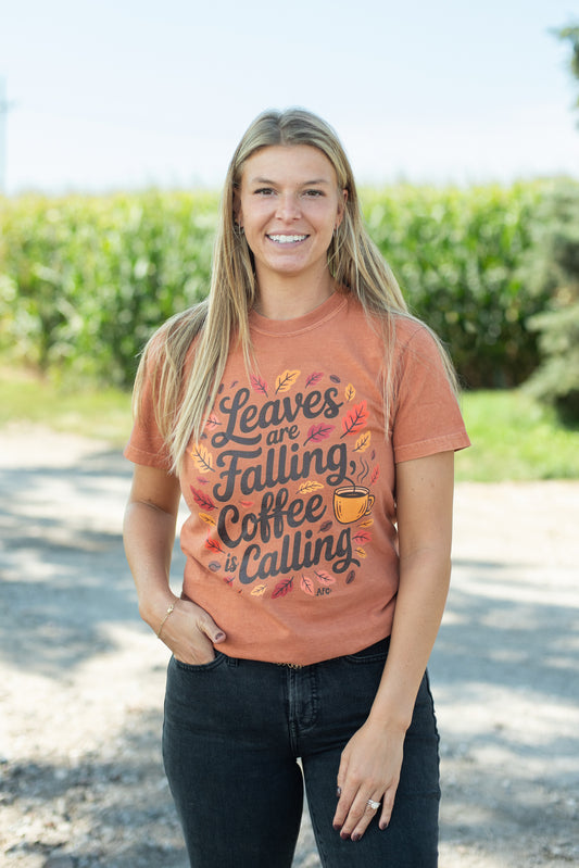 'Leaves are Falling, Coffee is Calling' Tee