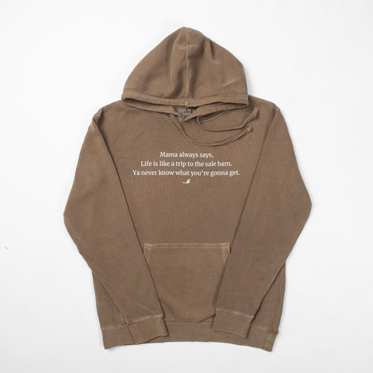 'Life is like a trip to the sale barn...' Brown Hoodie - American Farm Company