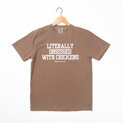'Literally Obsessed with Chickens' Brown Tee