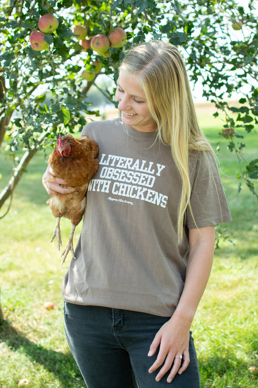 'Literally Obsessed with Chickens' Brown Tee