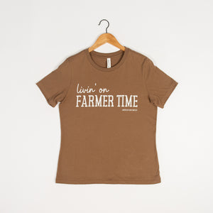 ‘Livin’ on Farmer Time’ Brown Tee