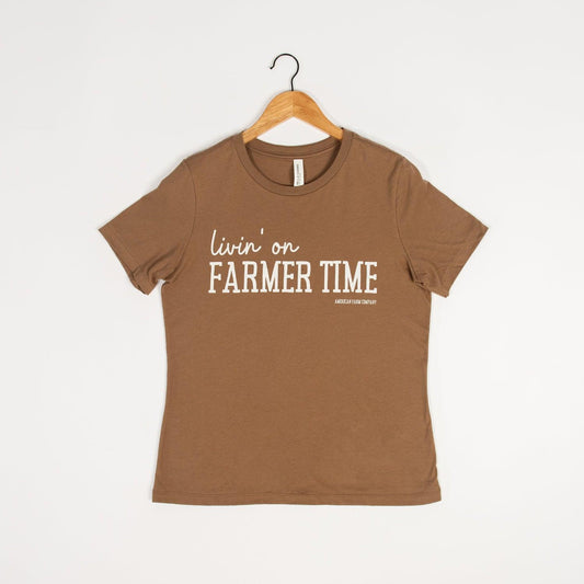 Livin’ on Farmer Time Brown Tee - American Farm Company