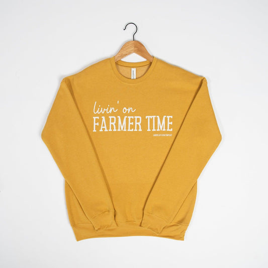 Livin’ on Farmer Time Mustard Crewneck - American Farm Company