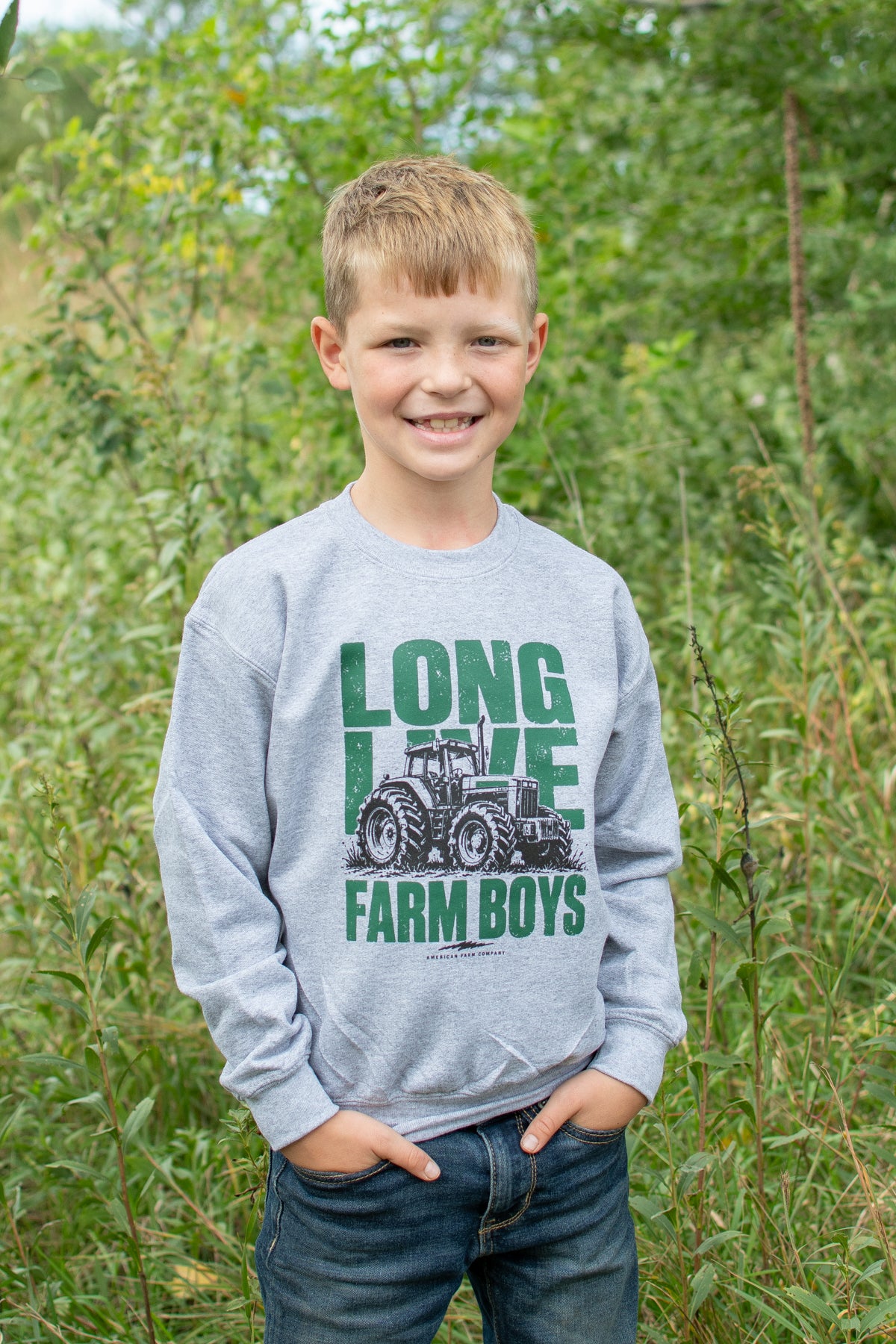'Long Live Farm Boys' Tractor Toddler/Youth Crewneck