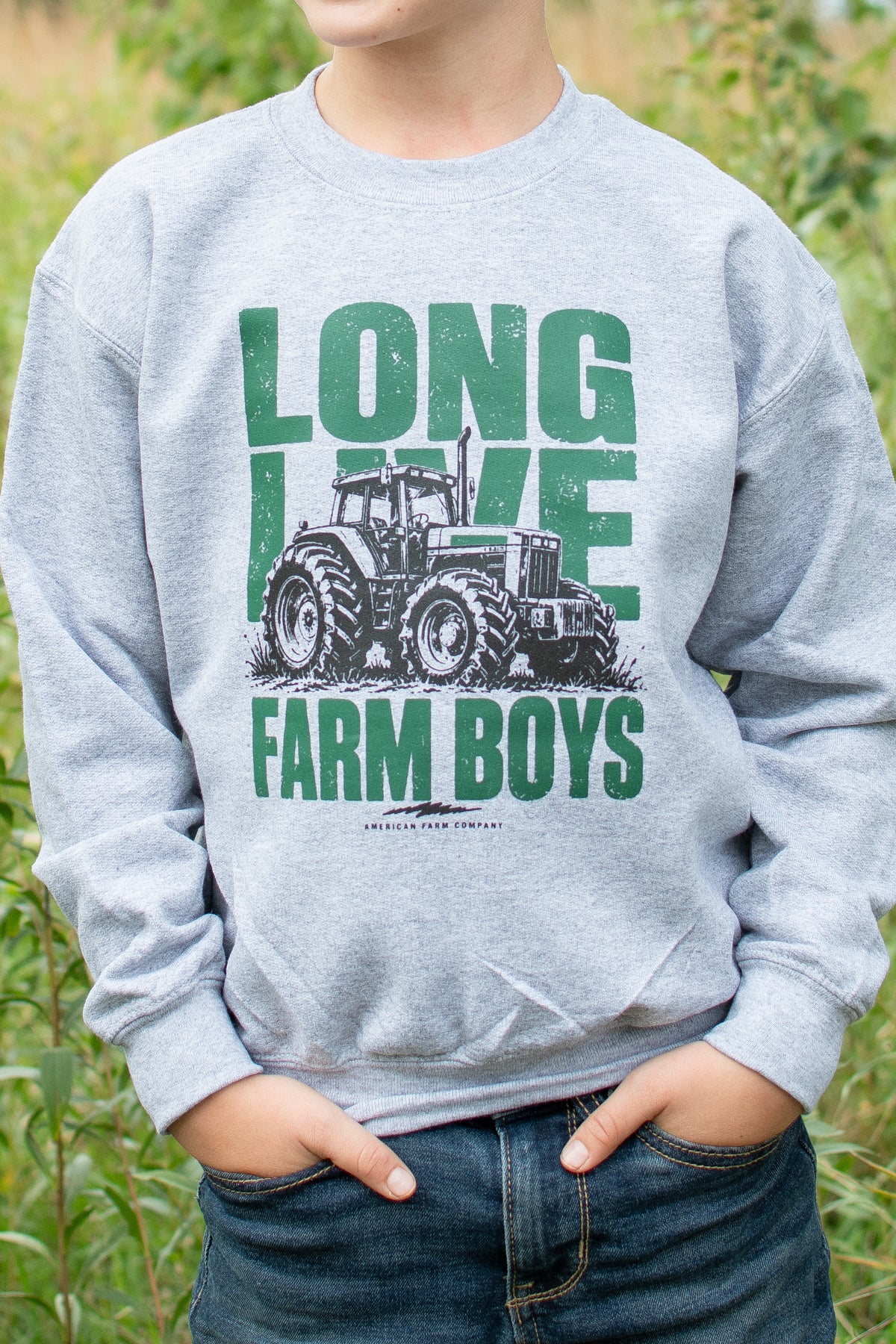 'Long Live Farm Boys' Tractor Toddler/Youth Crewneck
