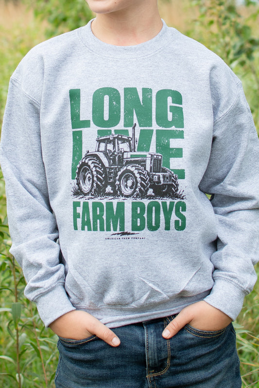 'Long Live Farm Boys' Tractor Toddler/Youth Crewneck