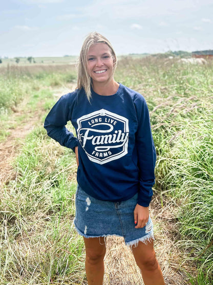 Long Live Family Farms Navy Crewneck - American Farm Company