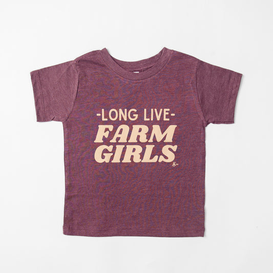 Long Live Farm Girls Toddler/Youth Maroon Tee