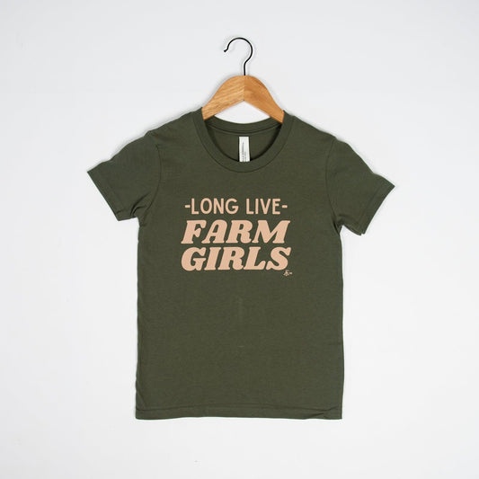 Long Live Farm Girls Olive Toddler/Youth Tees - American Farm Company