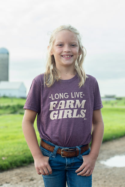 Long Live Farm Girls Toddler/Youth Maroon Tee