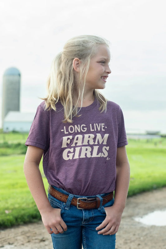 'Long Live Farm Girls' Toddler/Youth Maroon Tee