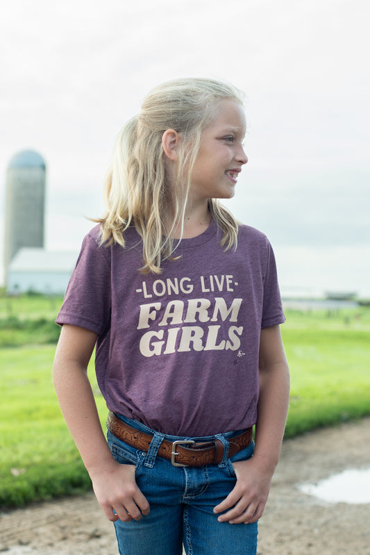 Long Live Farm Girls Toddler/Youth Maroon Tee