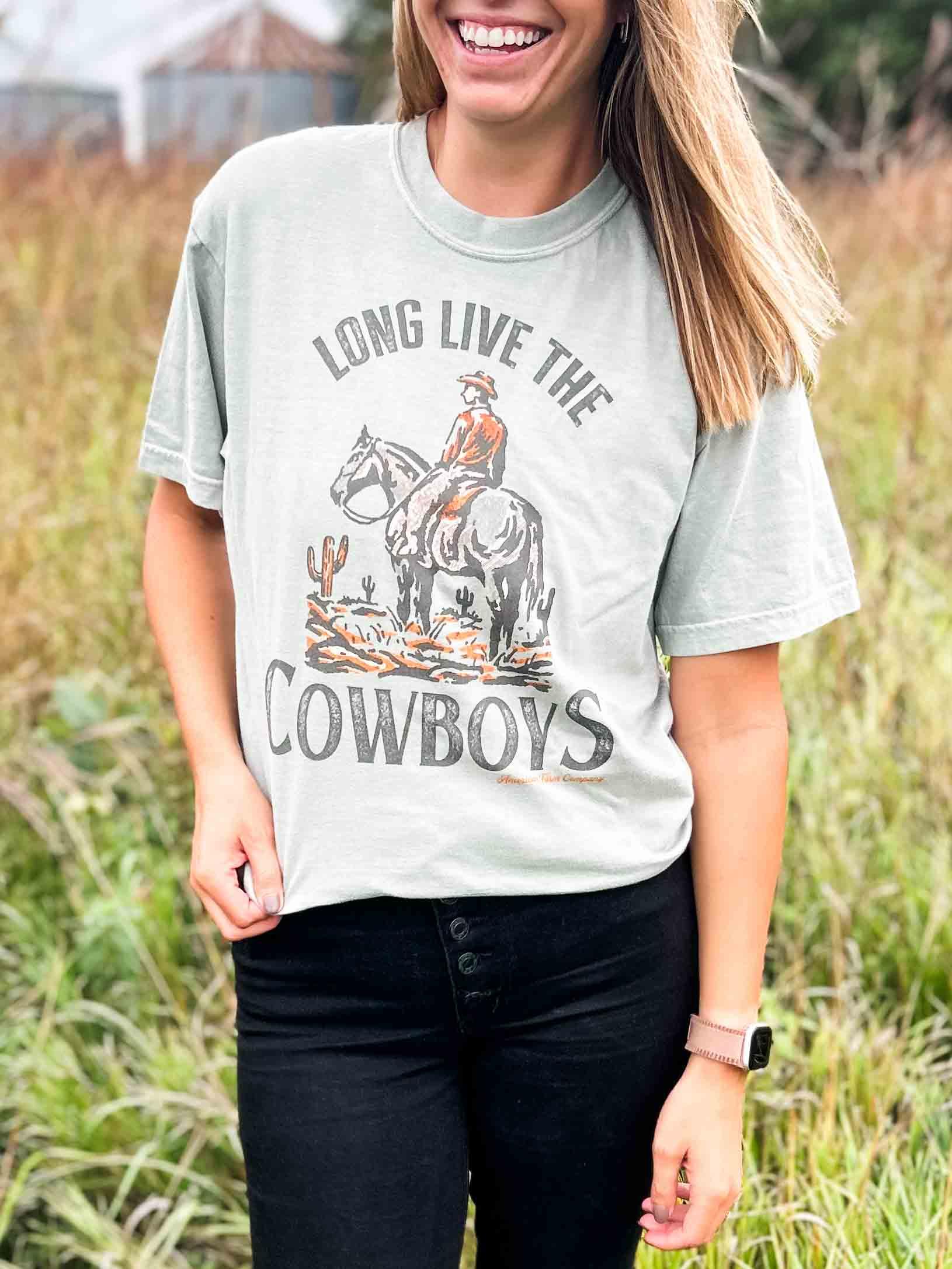 ‘Long Live The Cowboys’ Sage Tee - American Farm Company