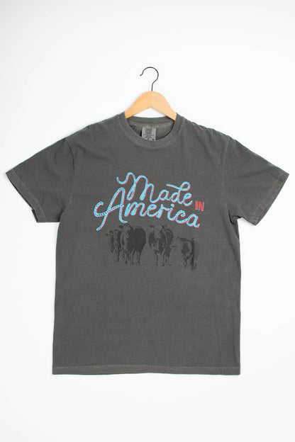 'Made in America' Black Beef Charcoal Tee