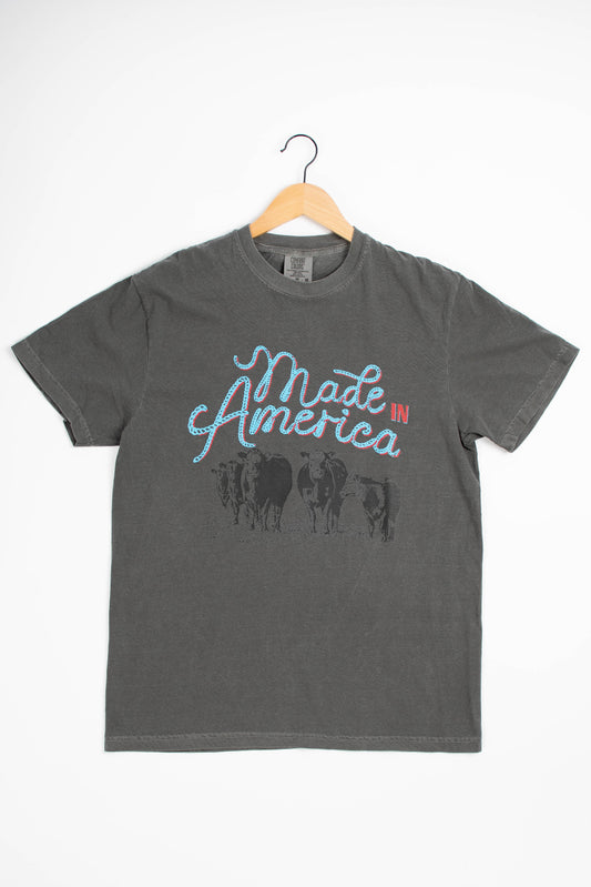 'Made in America' Black Beef Charcoal Tee