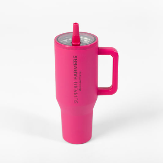 Neon Pink 'Support Farmers' 40oz Water Tank Tumbler