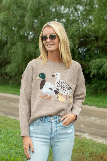 Mallard Duck Intarsia Knit Sweater