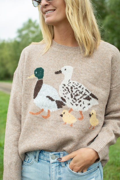 Mallard Duck Intarsia Knit Sweater