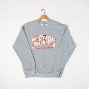 Merry Country Christmas Grey Crewneck - American Farm Company