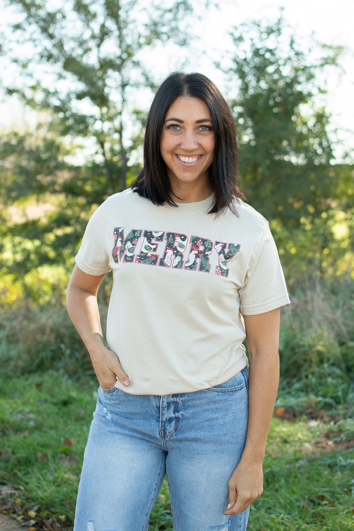 'Merry' Christmas Chickens Adult T-Shirt