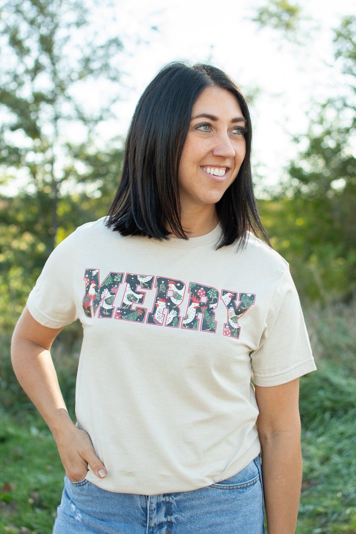 'Merry' Christmas Chickens Adult T-Shirt