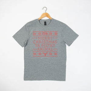 'Merry Christmas Ya Filthy Animal' Grey Tee